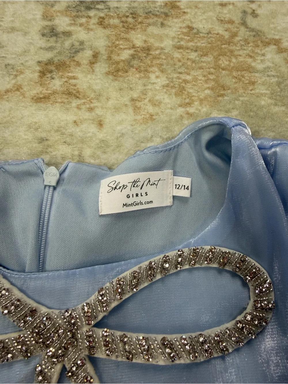 Shop the Mint The Eloise Bow Light Blue Embellished Dress 12/14